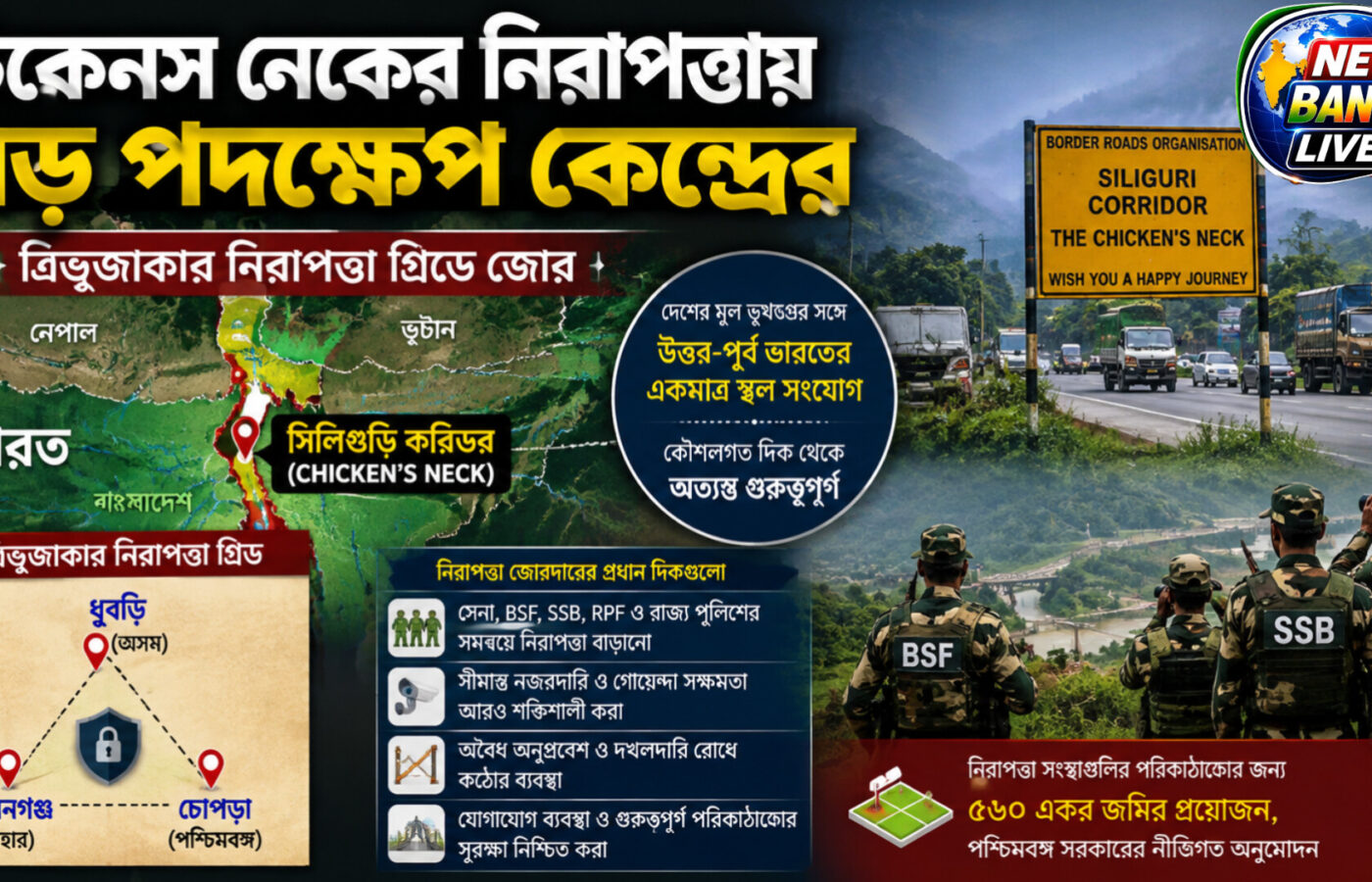চিকেনস নেকের নিরাপত্তায় বড় পদক্ষেপ, ত্রিভুজাকার নিরাপত্তা গ্রিডে জোর কেন্দ্রের