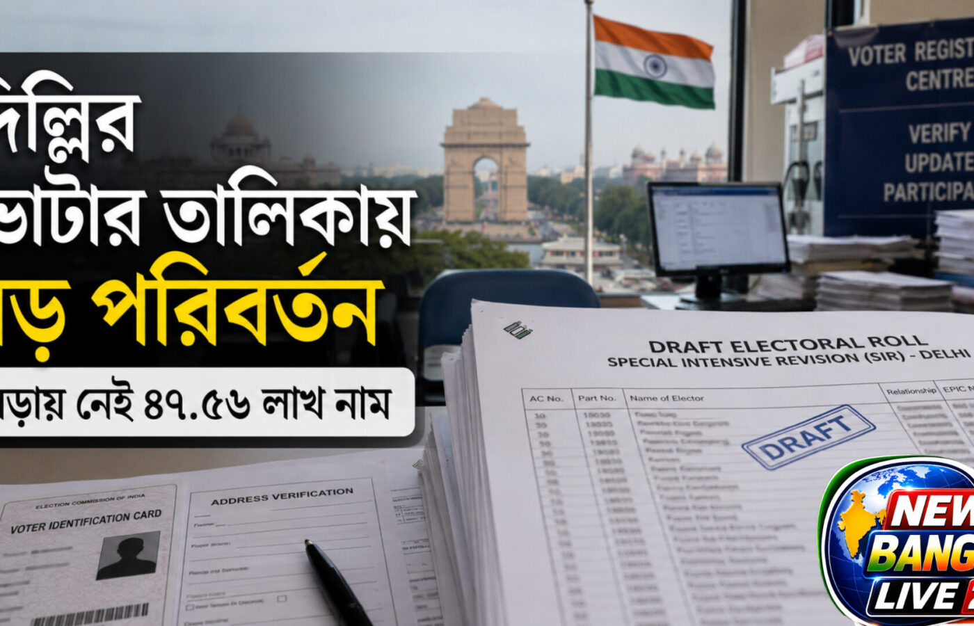 দিল্লির ভোটার তালিকায় বড় পরিবর্তন, খসড়ায় নেই ৪৭.৫৬ লাখ নাম; ৩০ সেপ্টেম্বর পর্যন্ত সুযোগ