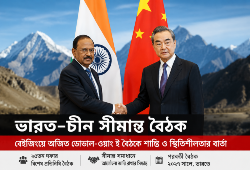 ভারত-চীন সীমান্তে ফের কূটনৈতিক তৎপরতা, অজিত ডোভাল–ওয়াং ই বৈঠকে শান্তি ও সীমান্ত সমাধানের বার্তা