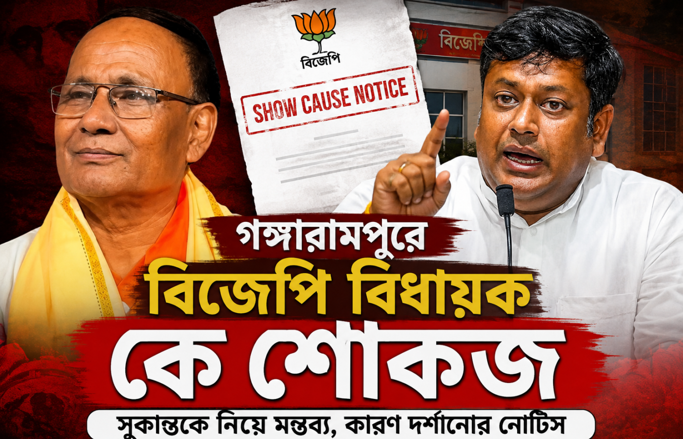 সুকান্তকে নিয়ে মন্তব্য, গঙ্গারামপুরের বিজেপি বিধায়ক সত্যেন্দ্রনাথ রায়কে শোকজ