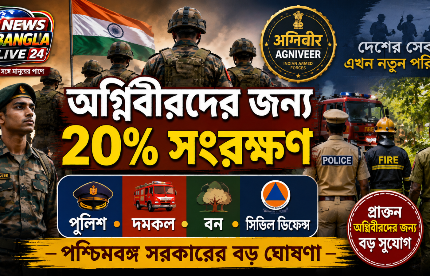 অগ্নিবীরদের জন্য ২০ শতাংশ সংরক্ষণ, বড় ঘোষণা পশ্চিমবঙ্গ সরকারের