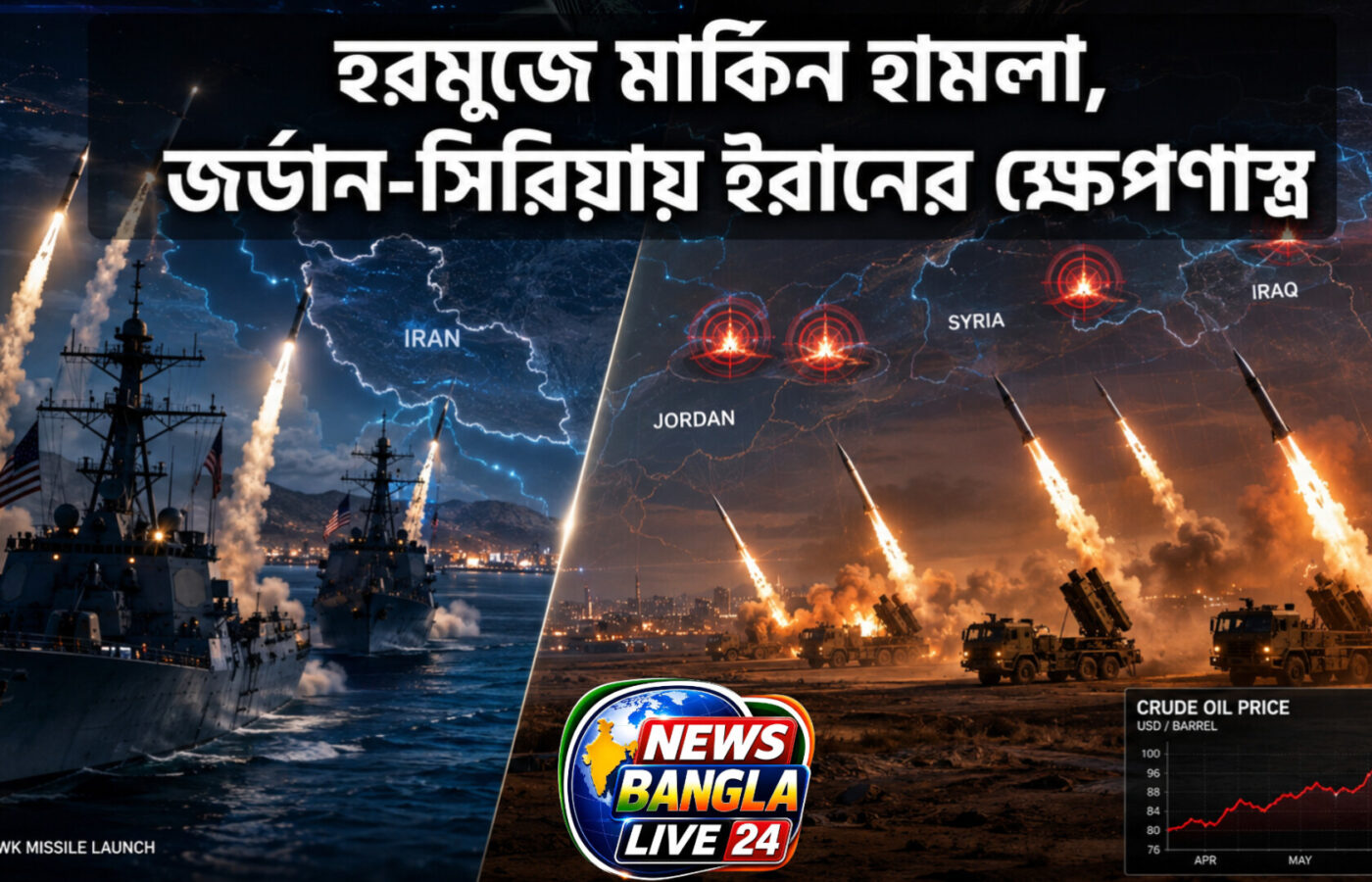 ইরানের ভূখণ্ডে মার্কিন হামলার ২৪ ঘণ্টার মধ্যে পাল্টা ক্ষেপণাস্ত্র হামলা, মধ্যপ্রাচ্যে উদ্বেগ