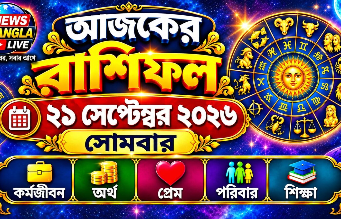 🔮 আজ ২১ সেপ্টেম্বর ২০২৬, সোমবার। আজকের রাশিফল