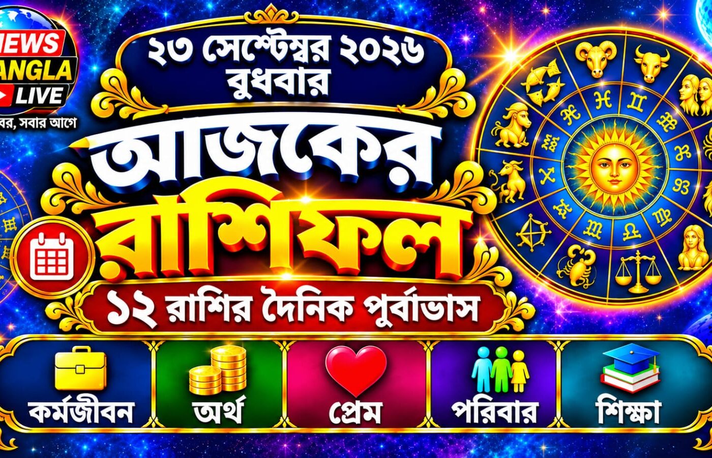 আজ ২৩ সেপ্টেম্বর ২০২৬ বুধবার | আজকের রাশিফল