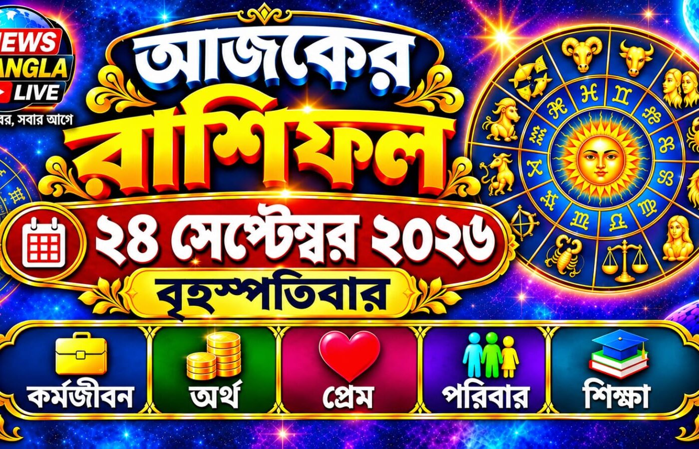আজ ২৪ সেপ্টেম্বর ২০২৬, বৃহস্পতিবার — আজকের রাশিফল