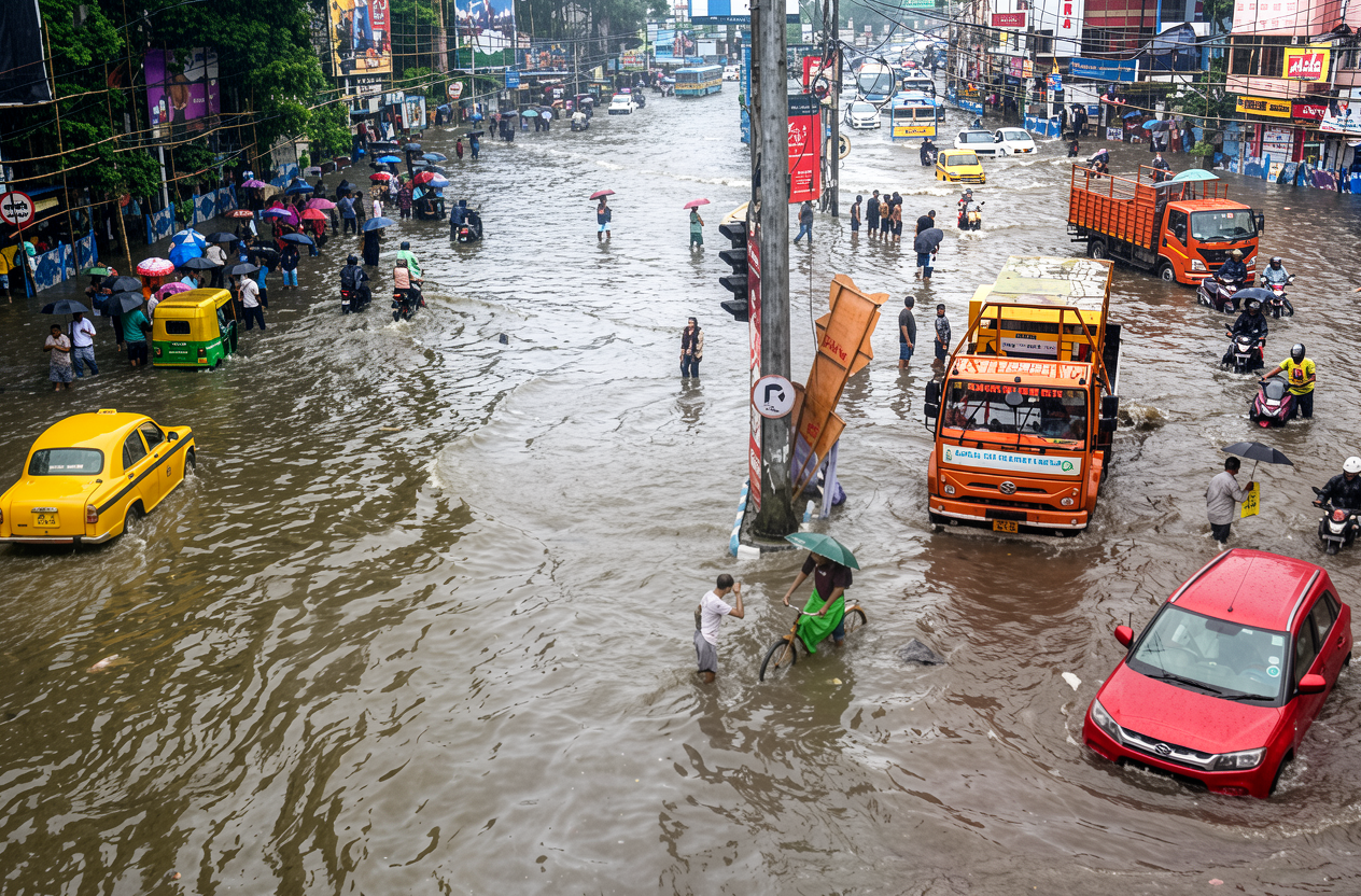 বঙ্গে ফের ভারী বৃষ্টির সতর্কতা, বন্যা পরিস্থিতিতে নজরদারি—স্বস্তি নিউ ফরাক্কায় রেল যোগাযোগে