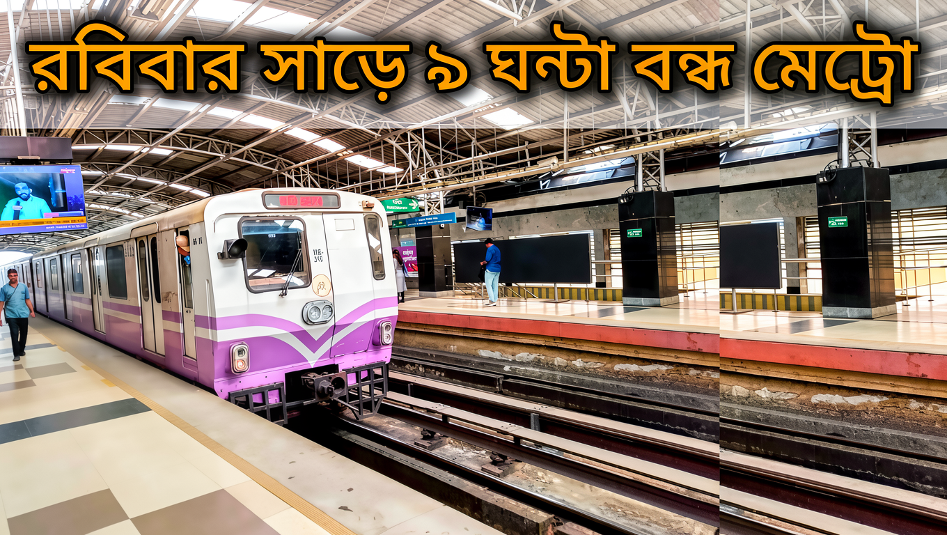 রক্ষণাবেক্ষণের কাজ, রবিবার সাড়ে ৯ ঘণ্টা বন্ধ টালিগঞ্জ–শহিদ ক্ষুদিরাম মেট্রো