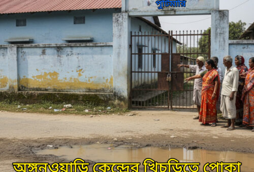 দিনহাটার অঙ্গনওয়াড়ি কেন্দ্রে খিচুড়িতে পোকা, তালাবদ্ধ কেন্দ্র, অসুস্থ ২ শিশু